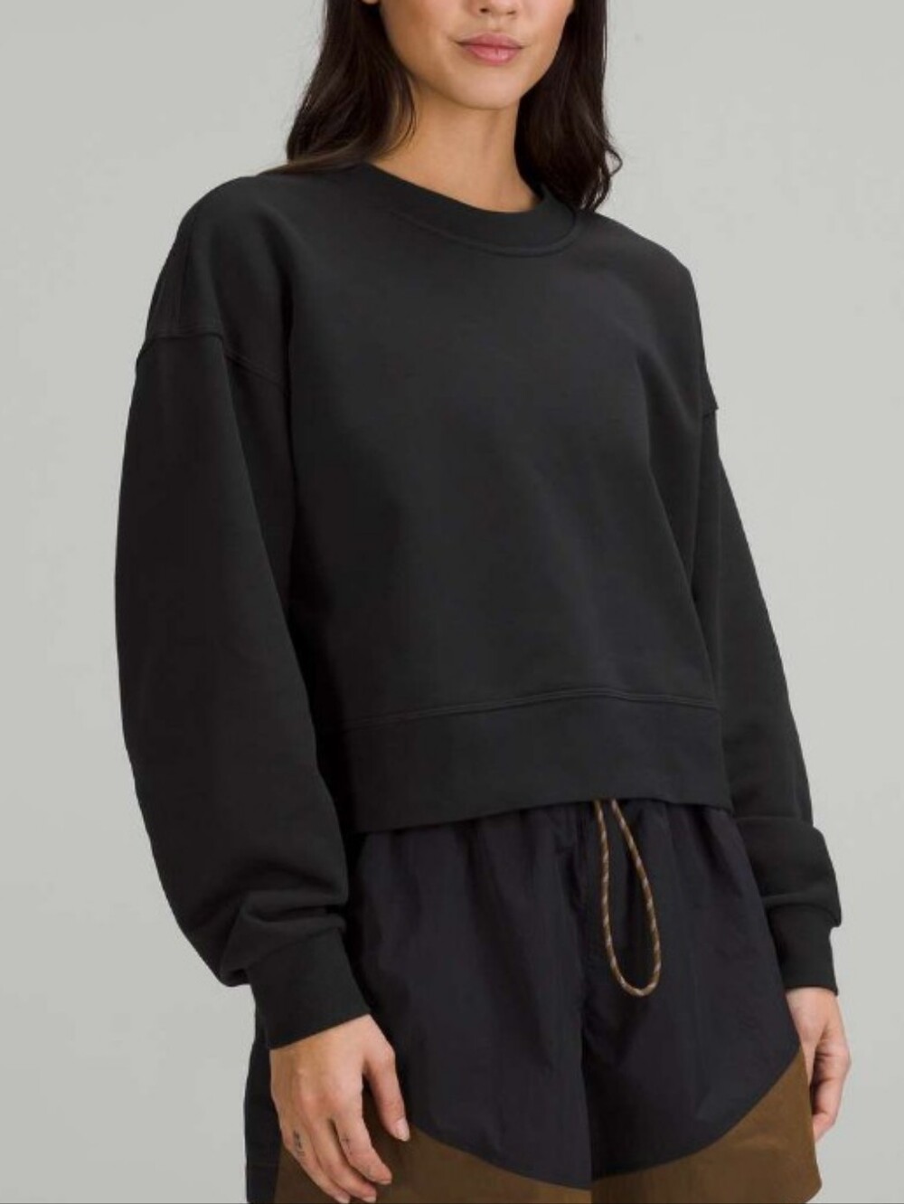 Lululemon Perfectly Oversized Cropped Crew Sweatshirt Black Size 8 Size M